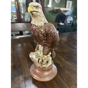 Vintage Bald Eagle Figurine Statue Hand-Painted Ceramic Resin Patriotic 1976